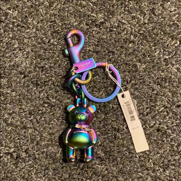 Coach Accessories - NWT Coach holographic teddy bear key chain